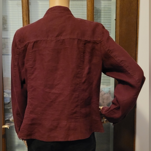 Vintage Coldwater Creek Petite Deep Wine Unlined Linen Jacket  NWOT - Picture 2 of 6